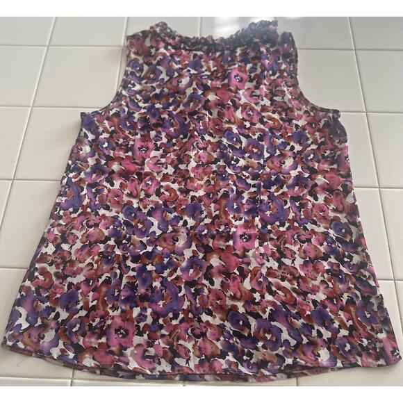 Elementz Women’s Multicolor Sleeveless Ruffle Round Neck Pullover Size Medium - Picture 2 of 3